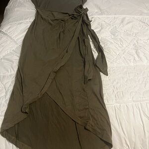 SHEIN Green Asymmetrical Wrap Sundress